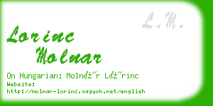 lorinc molnar business card